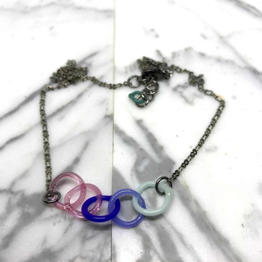 Medium Glass Link Necklace by Inna Patina