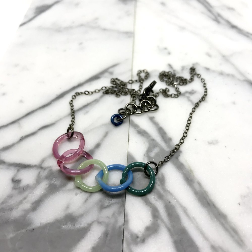 Medium Glass Link Necklace by Inna Patina