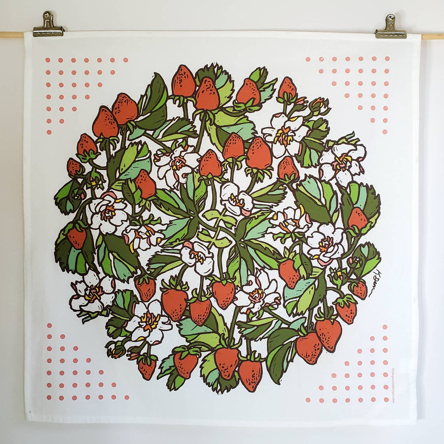 Strawberry 100% Cotton Flour Sack Kitchen Towel, 24