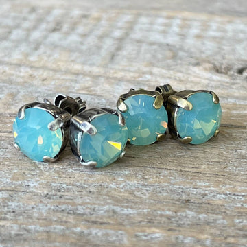 Pacific Opal Vintage Rhinestone Post Earrings (Large)
