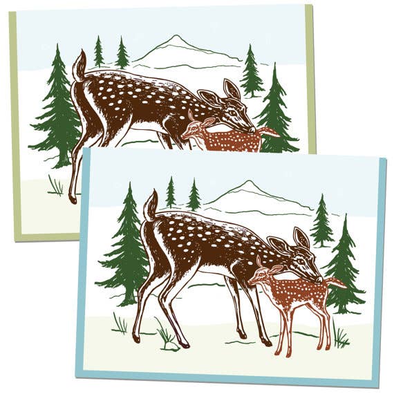 Deer & Fawn Card, Size A2