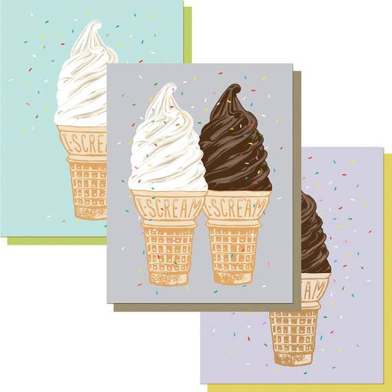 Ice Cream Greeting Cards (3 different styles)