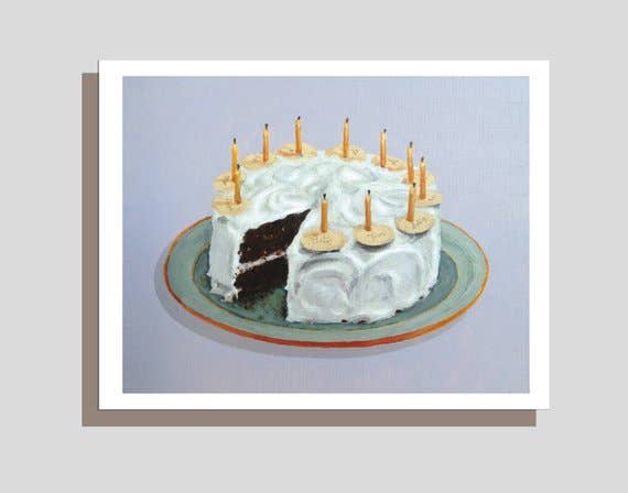 Birthday Cake Greeting Card - Single Card