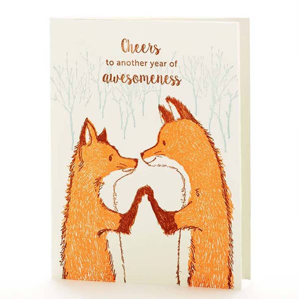 Cheers Foxes Notecard