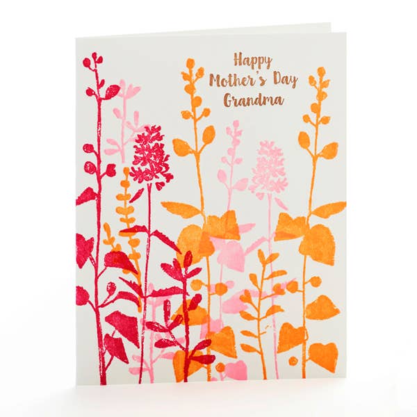 Pink Flowers Happy Mothers Day Grandma Notecard