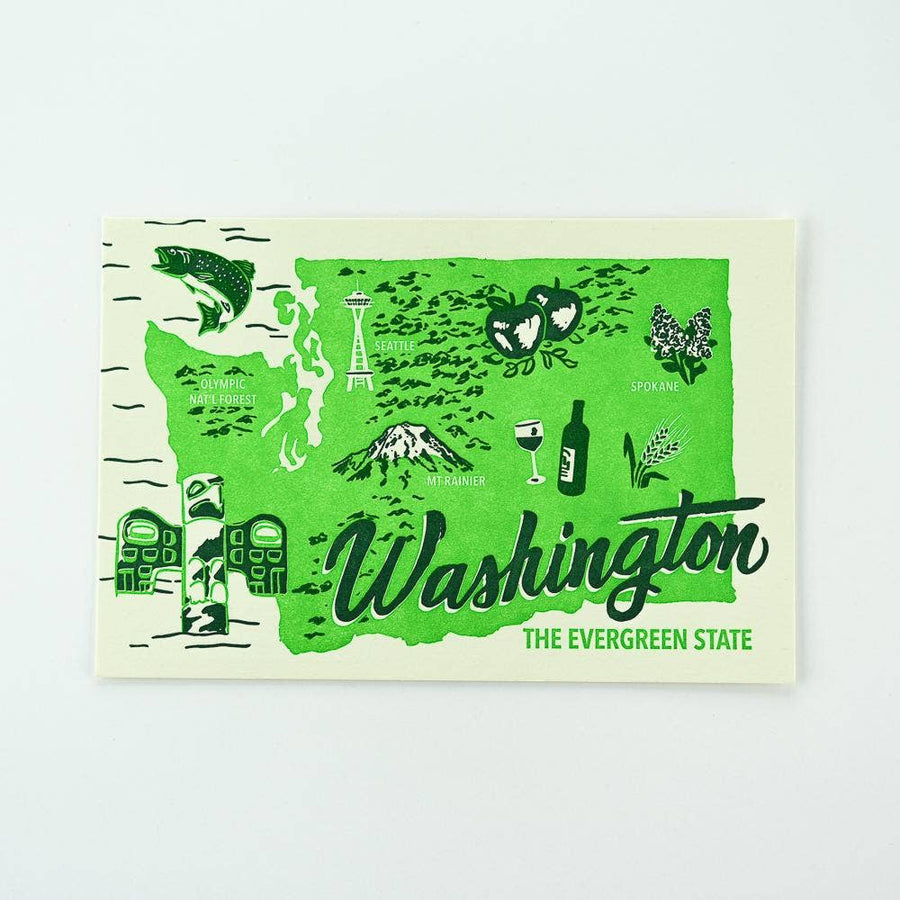 Evergreen WA Map Postcard