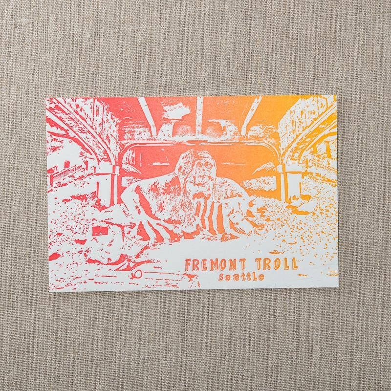 Fremont Troll Split Ink Postcard