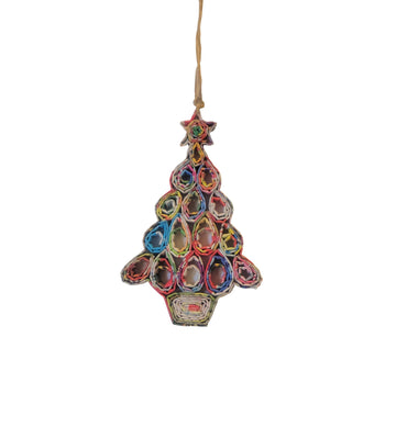Cartoon Christmas Tree Ornament - Recycled Paper: Small