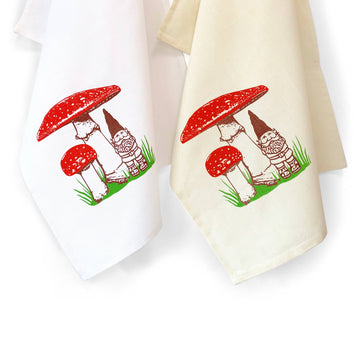 Mushroom Gnome tea towel