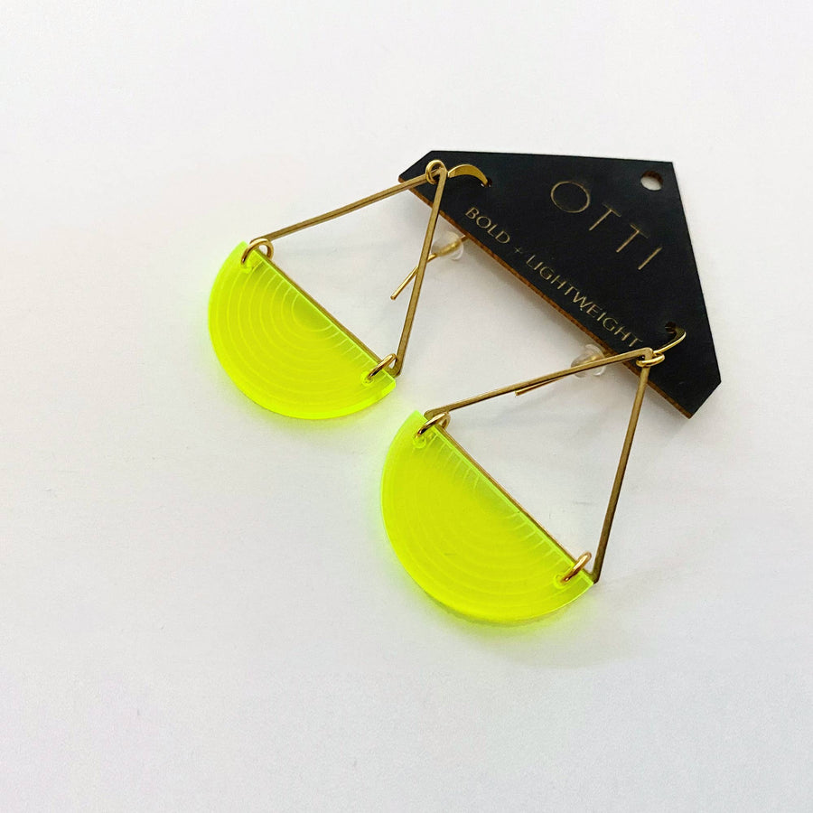 Slime Half-Moon Earrings: Fluorescent Lime Green
