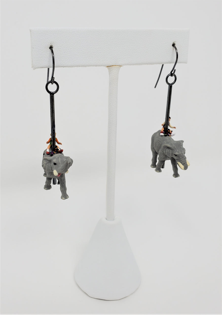 Elephant Carousel Toy Animal Earrings by Kristin Lora