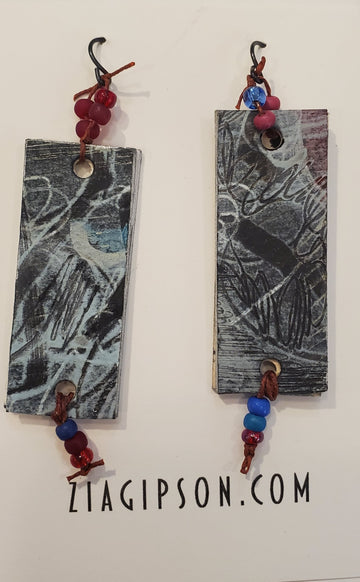 Abstract Rectangles With Bead Adornment Earrings by Zia Gipson