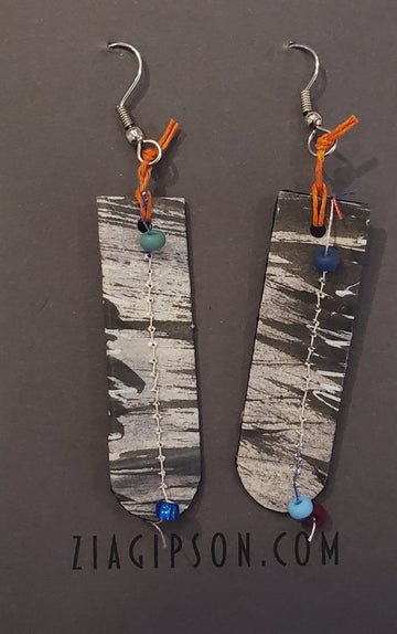 Rounded Rectangles with Beads Earrings by Zia Gipson