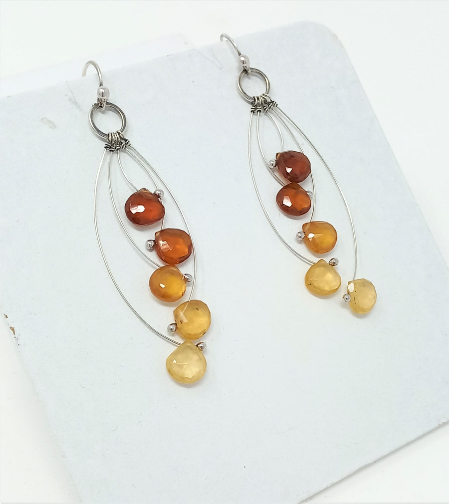 Tickle Multi Short - Hessonite Garnet Earrings by Zuzko