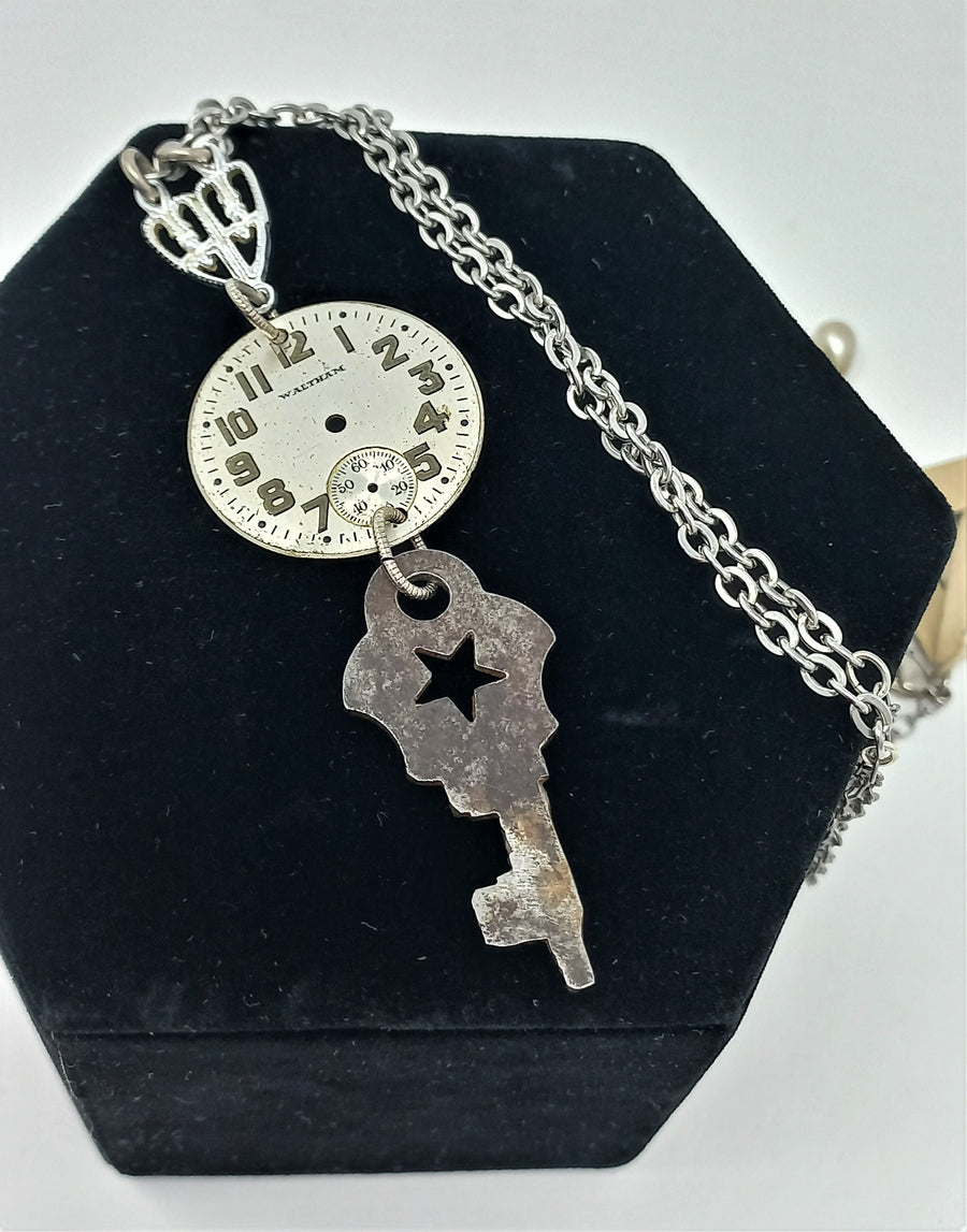 Watch and Key Assemblage Necklace (CSNA3) by Christine Stoll