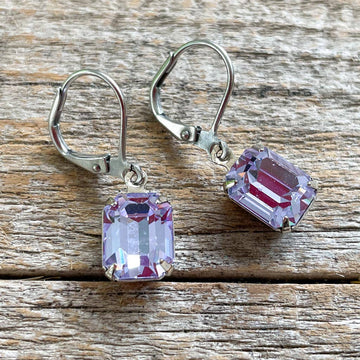 Alexandrite Purple Vintage Rhinestone Earrings