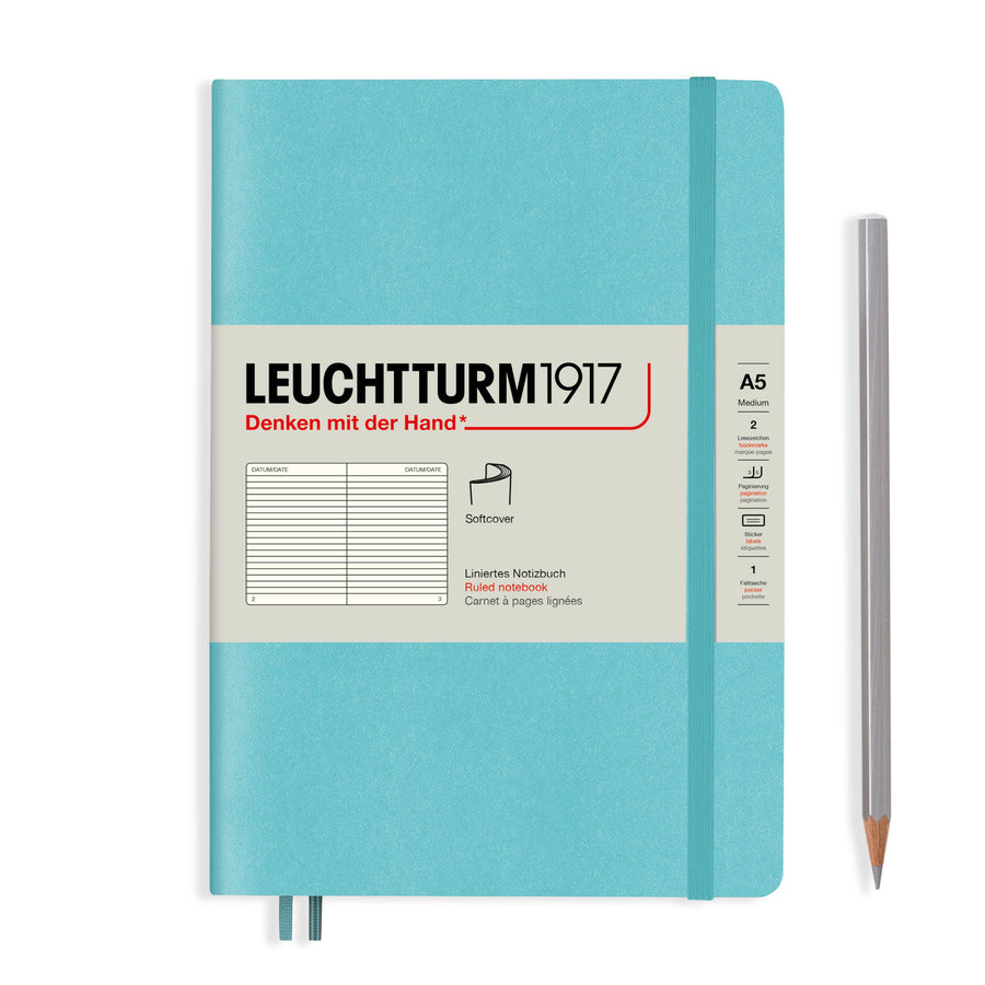 Aquamarine Softcover Notebook - Lined - 123 Pages