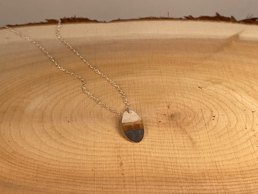 Oval Painted Patina Necklace by Sarah Jones Jewelry