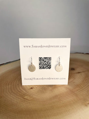Silver Flat Hanging Texture Earrings by Sarah Jones Jewelry