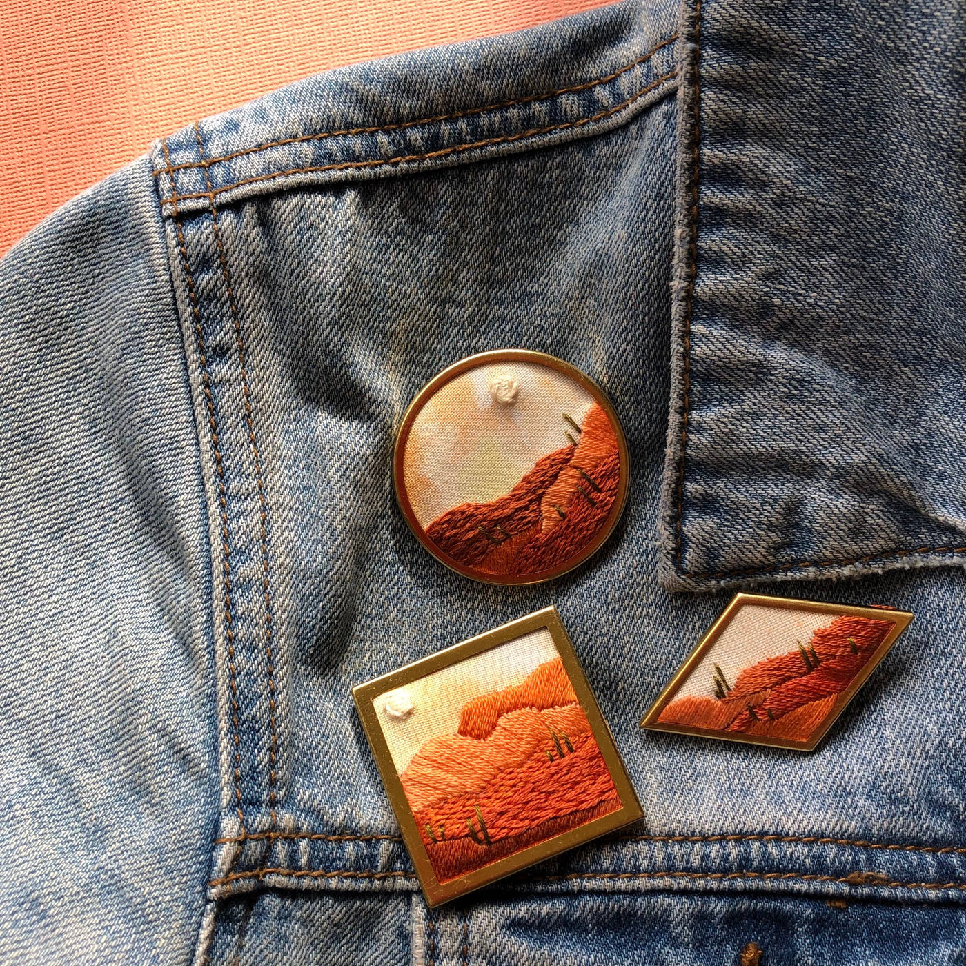 DIY Embroidered Pin Kit - Create A Wearable Desert Landscape