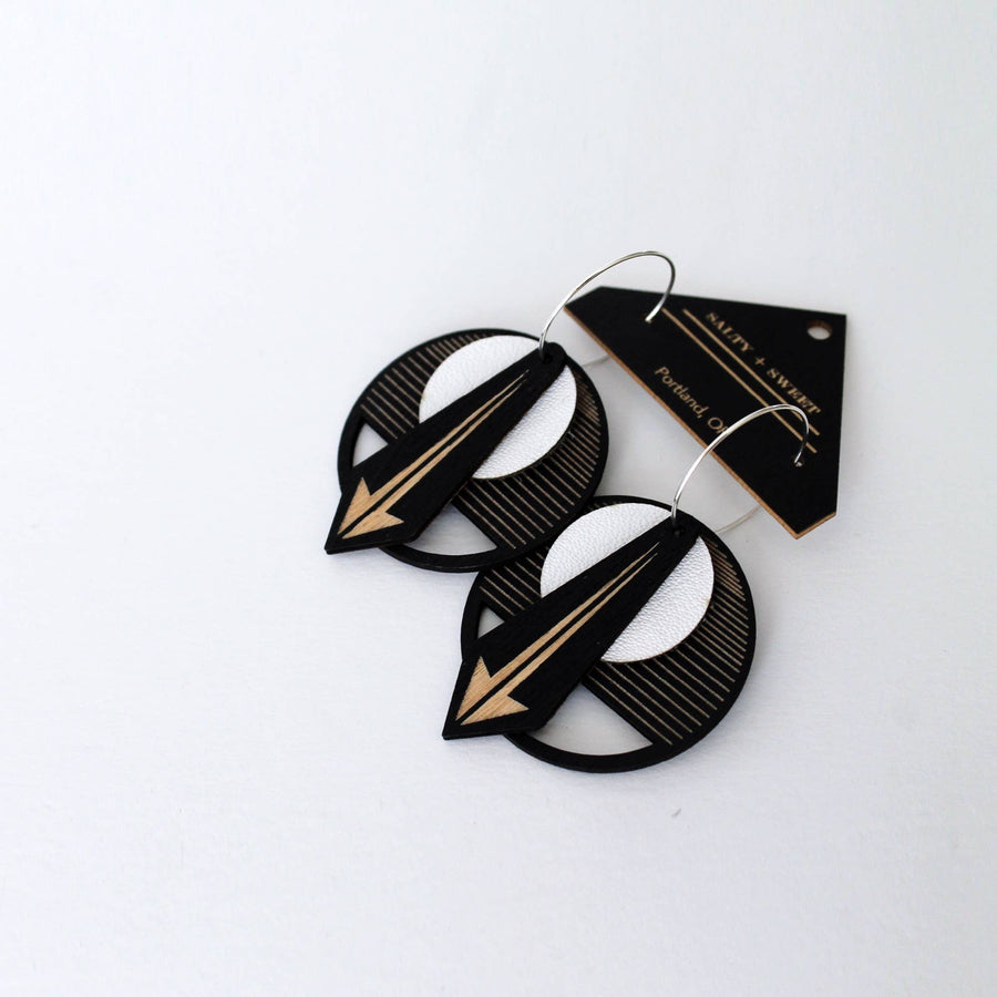 Architectural Black Arrow Earrings
