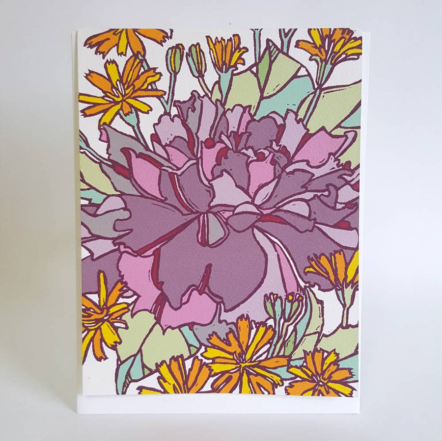 Botanical Purple Rose Blank Notecard / Fine Art Card