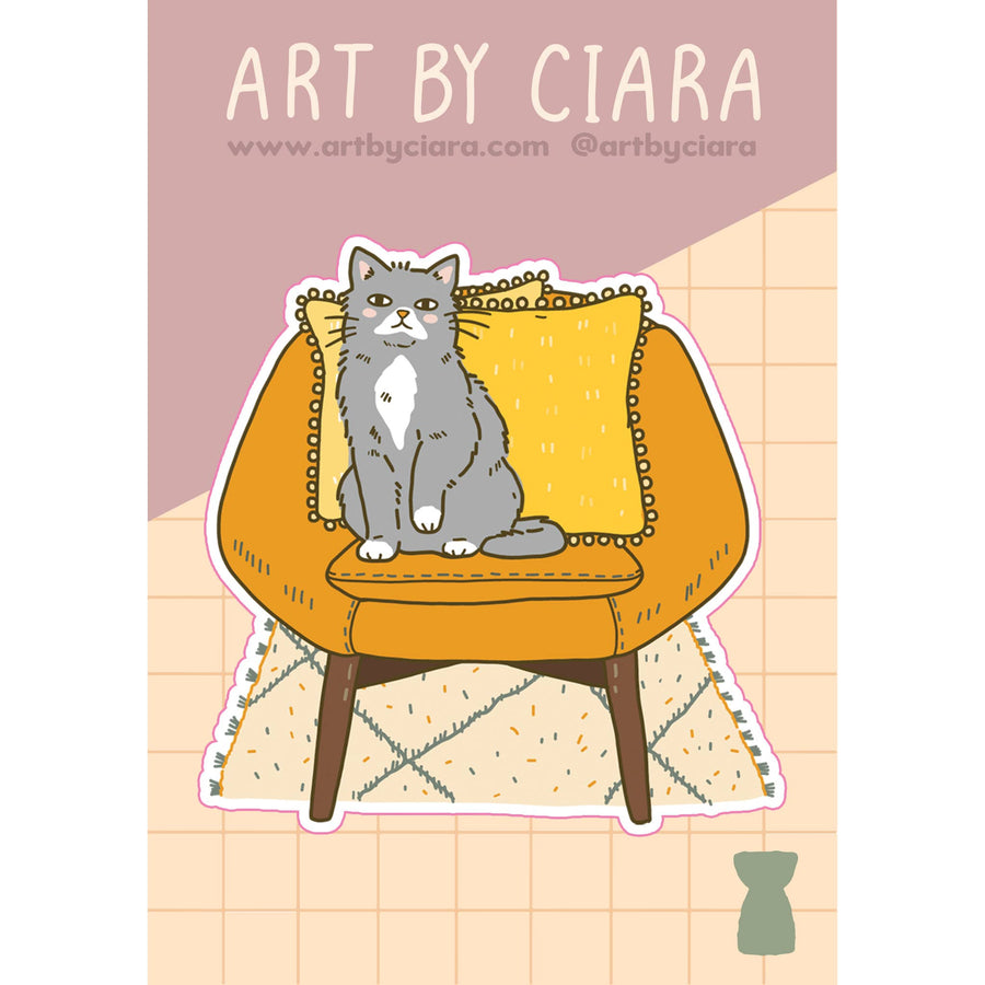 Cat on Mustard Chair Sticker