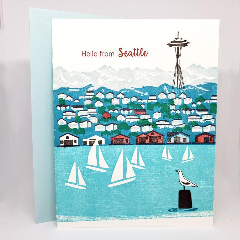 Hello From Seattle Notecard by Ilee Papergoods Letterpress
