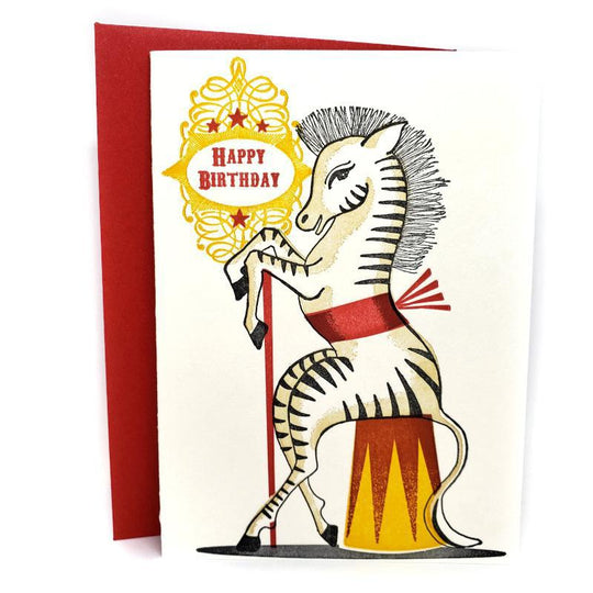 Zebra Happy Birthday Notecard by Ilee Papergoods Letterpress