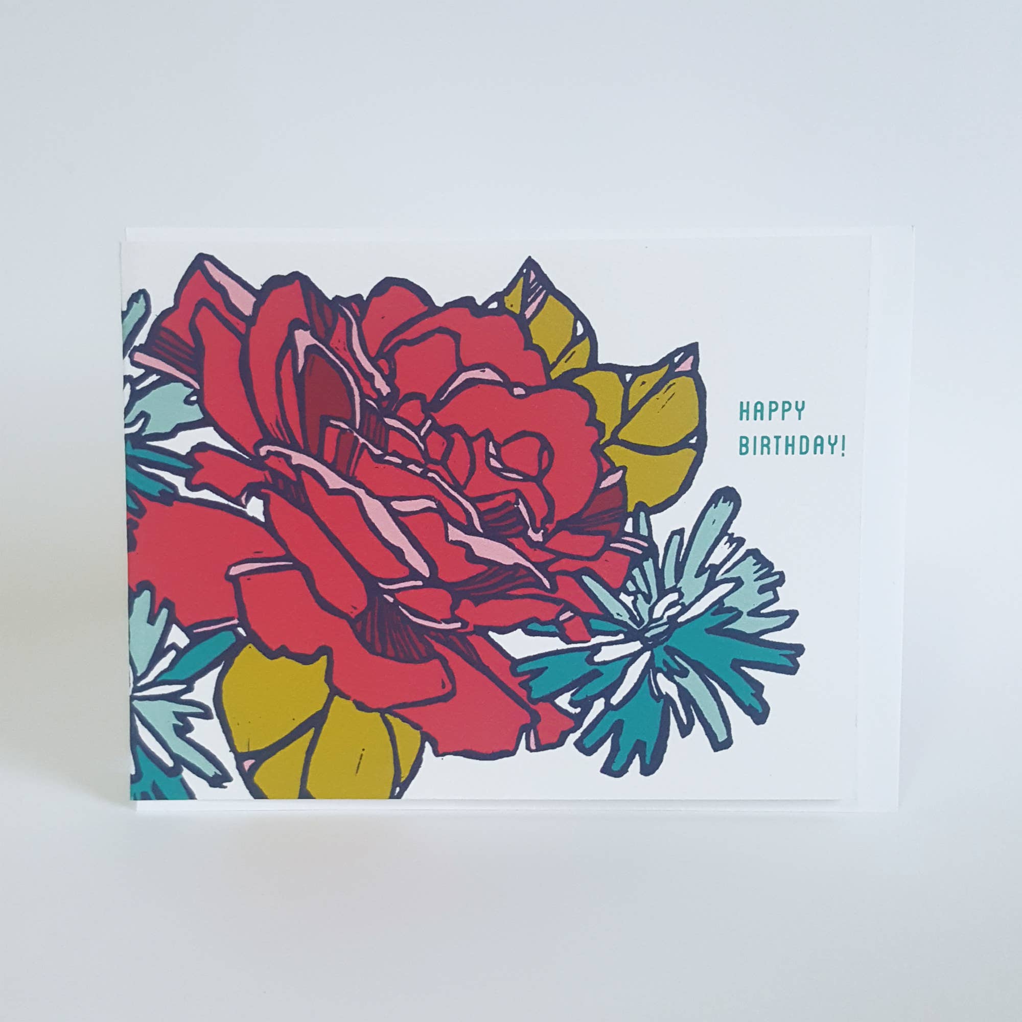 Happy Birthday Rose Floral Greeting Card