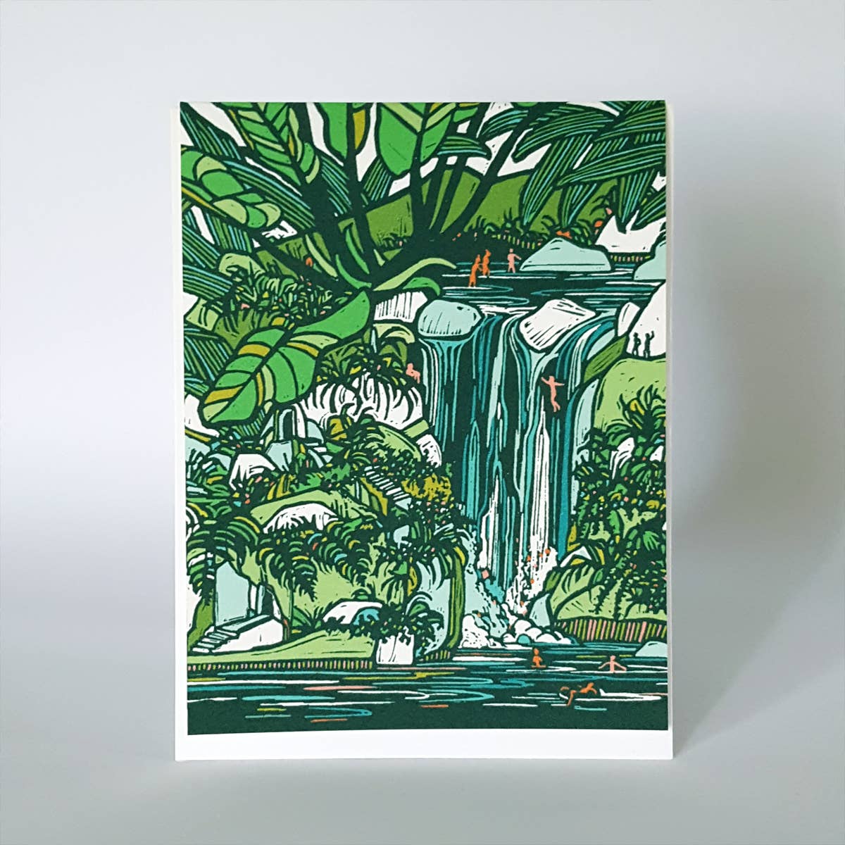 Tropical Waterfall Living Blank Notecard / Fine Art Card