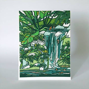 Tropical Waterfall Living Blank Notecard / Fine Art Card