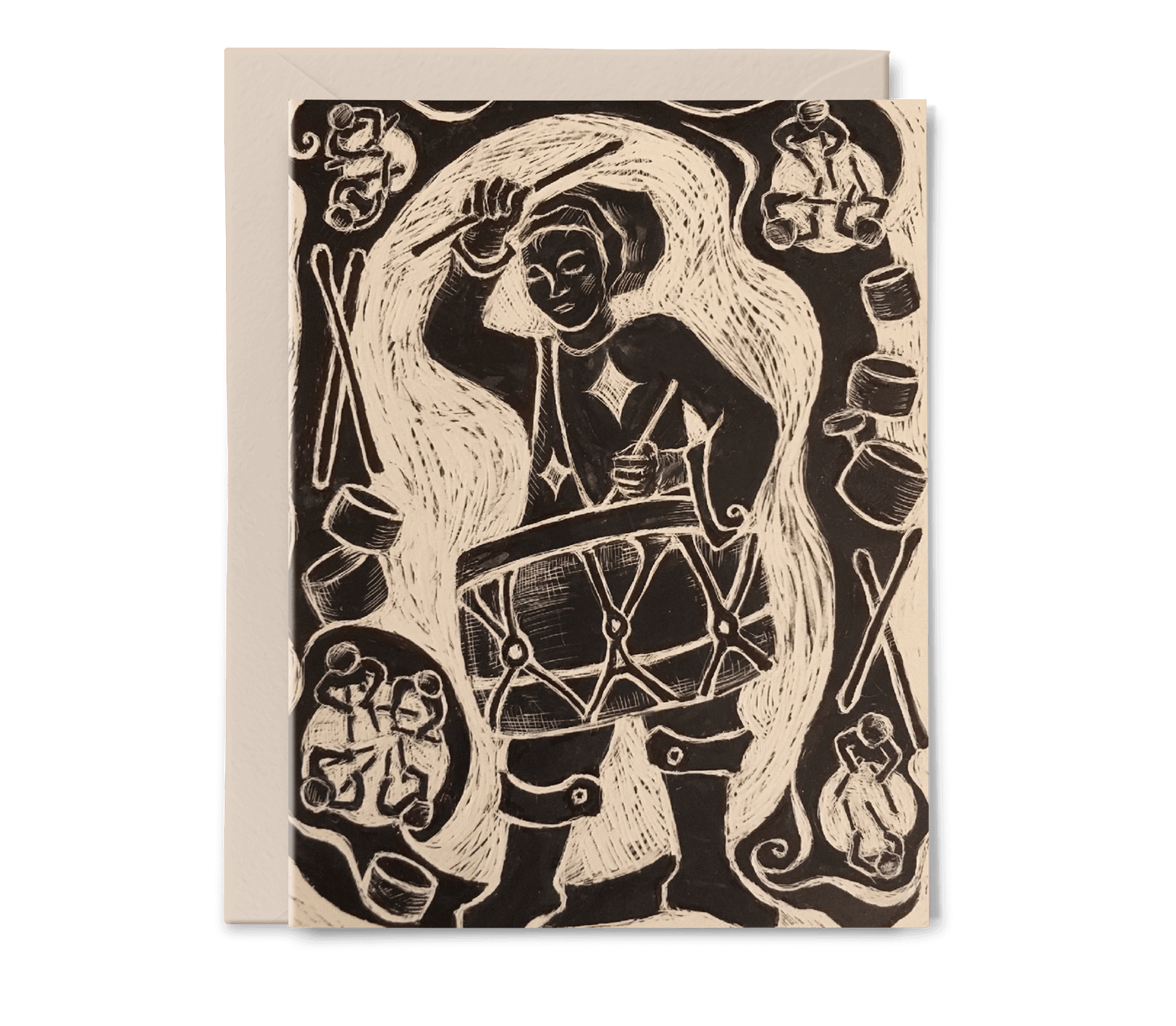 Drummers Card - Jeanne Chowning series