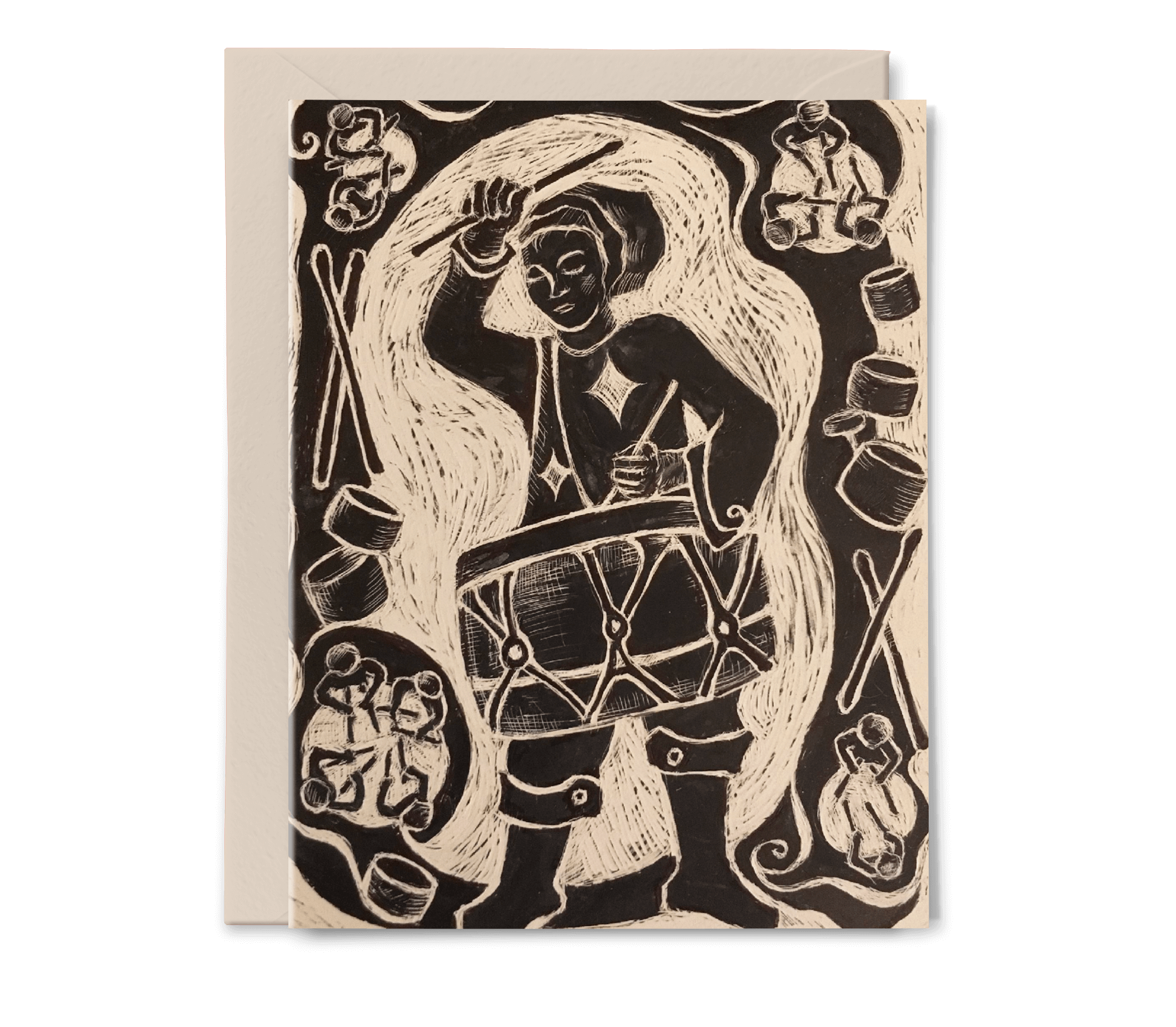 Drummers Card - Jeanne Chowning series