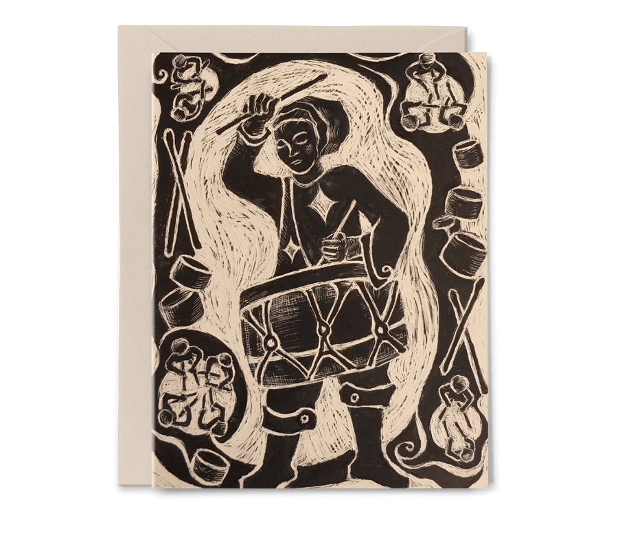 Drummers Card - Jeanne Chowning series