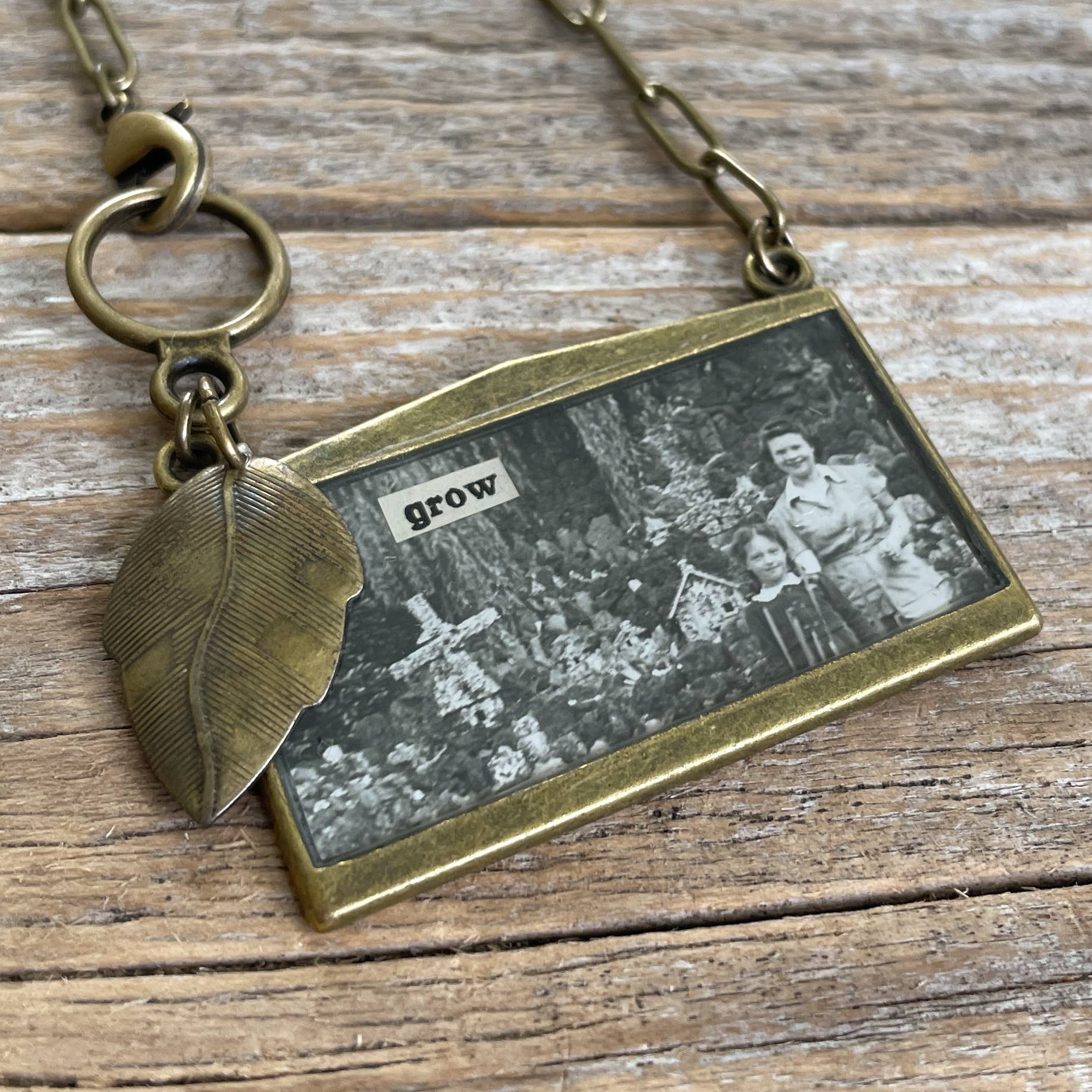 Garden Collection - Vintage Photo Collage Necklace (AB): Grow