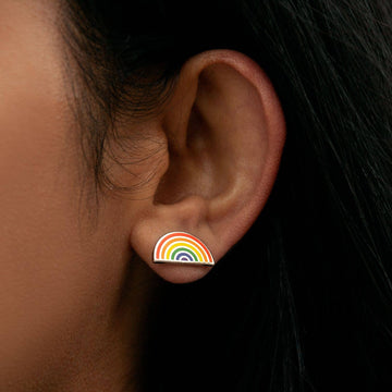 Pride Rainbow Earrings Silvertone - Post