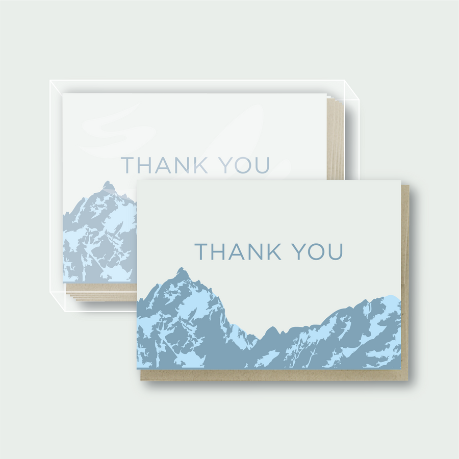 Box Set of 6 - Thank You Mountains Blue Card