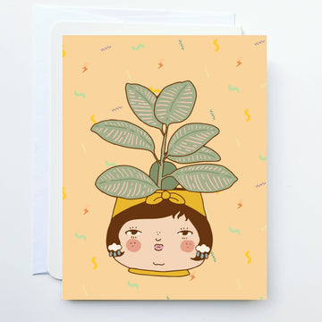 Greeting Card-Rubber Plant