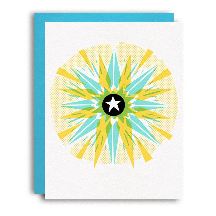 Cool Sunburst Risograph Greeting Card