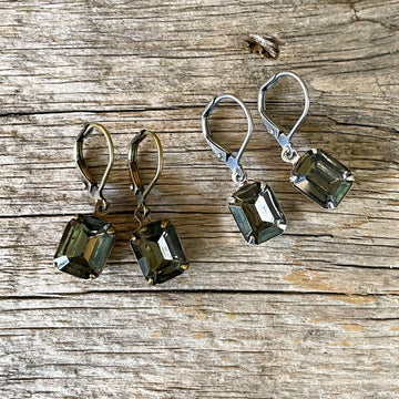 Black Diamond Vintage Rhinestone Earrings