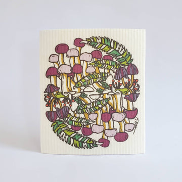Swedish Dish Cloth Fall Mushroom Design, Eco Friendly Towel