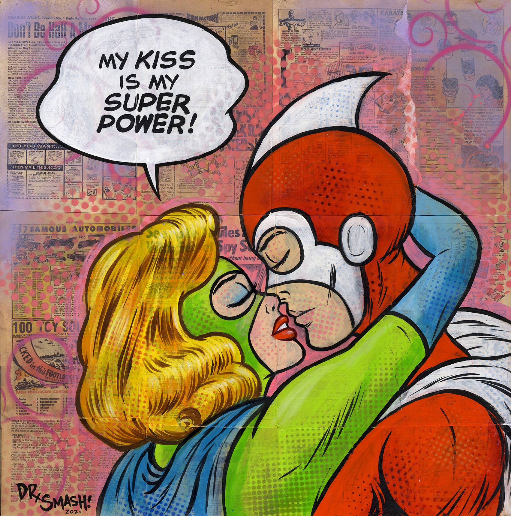 My Kiss is My Super Power by Dr. Smash! 13x13 signed Print