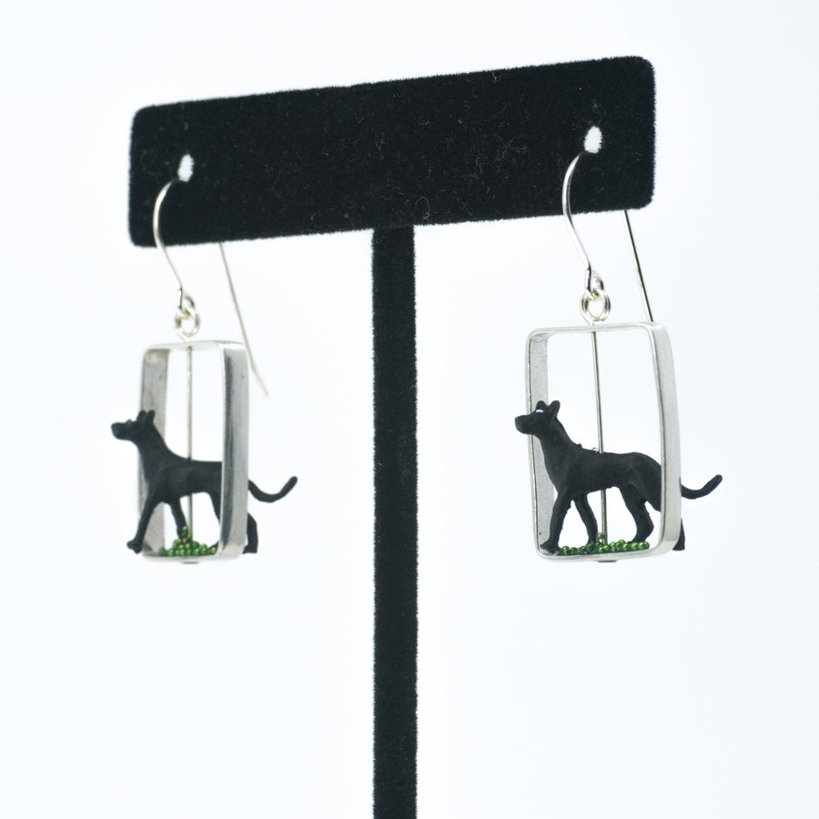 Medium Black Dog Toy Animal Earrings by Kristin Lora