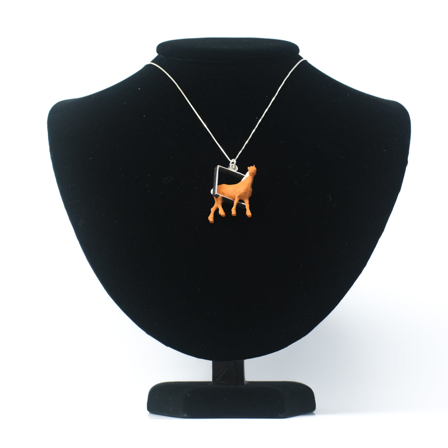 Silver Square Horse Toy Animal Necklace by Kristin Lora
