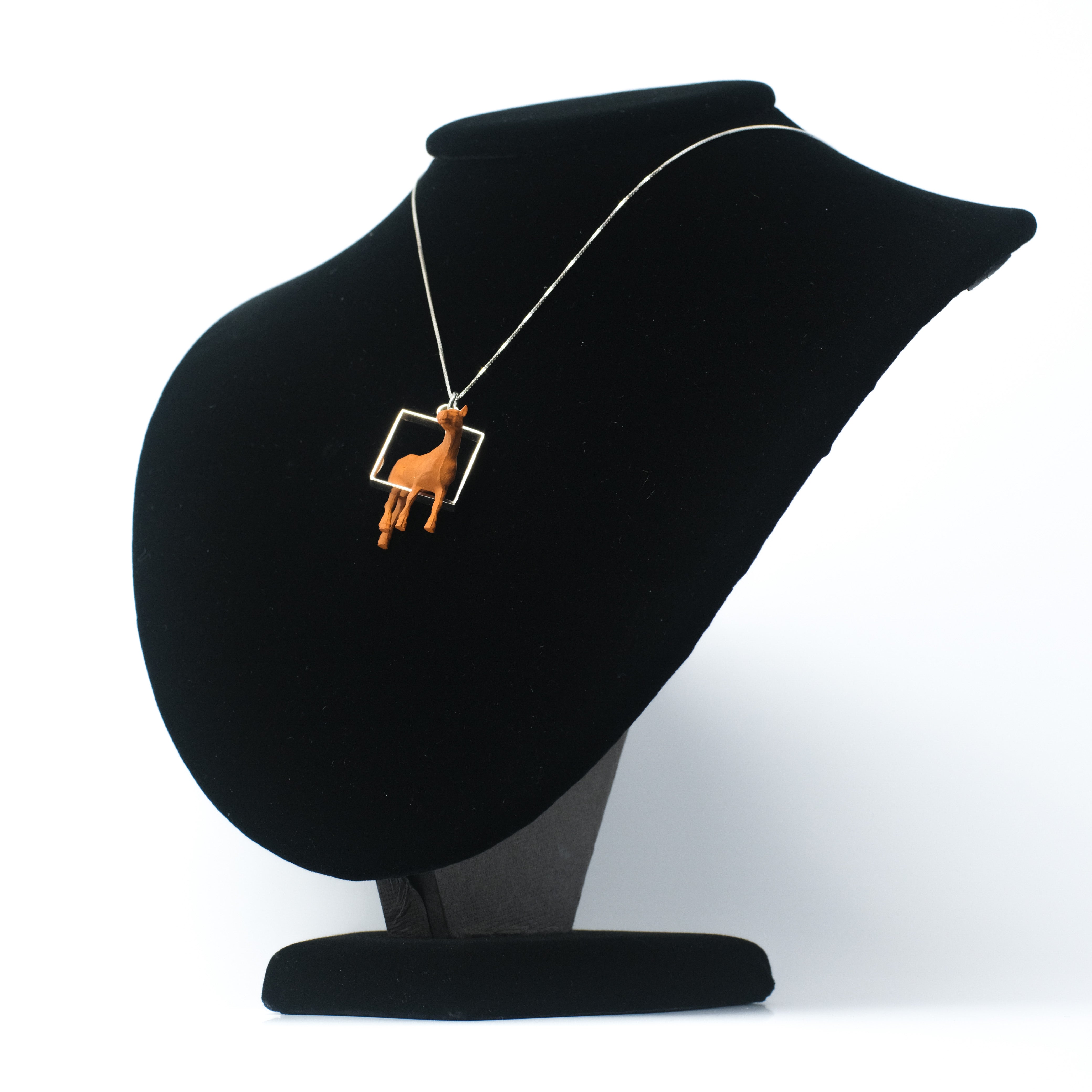Silver Square Horse Toy Animal Necklace by Kristin Lora