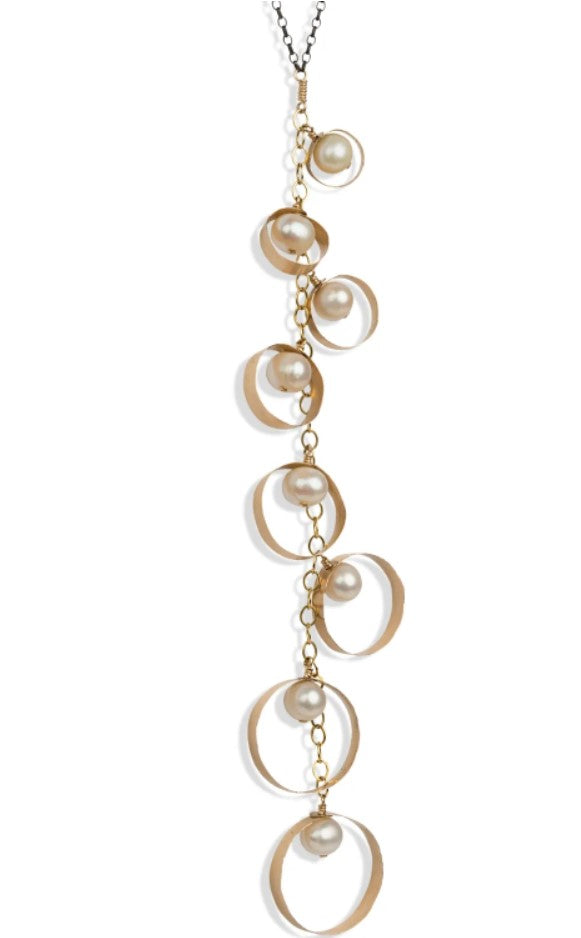 Cascading Pearls and Circles Necklace
