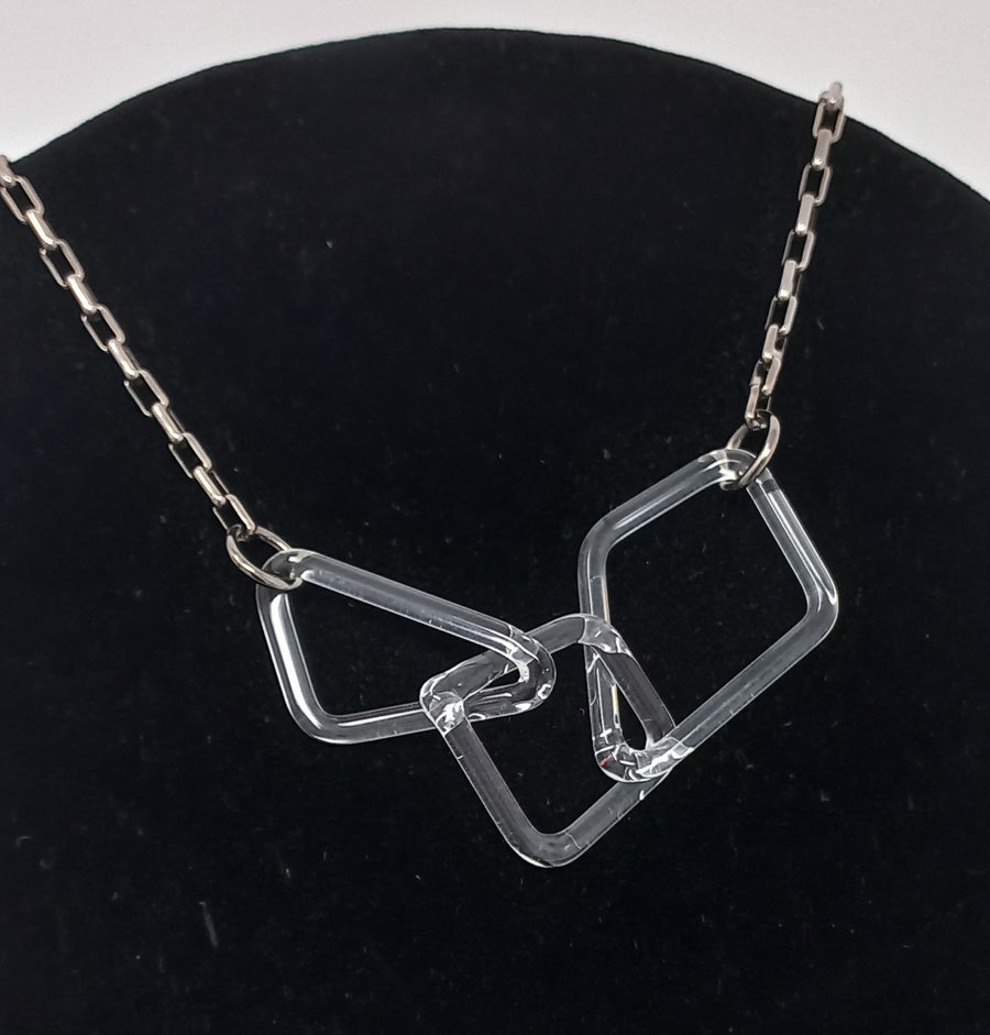Geometric Clear Glass Necklace by Inna Patina