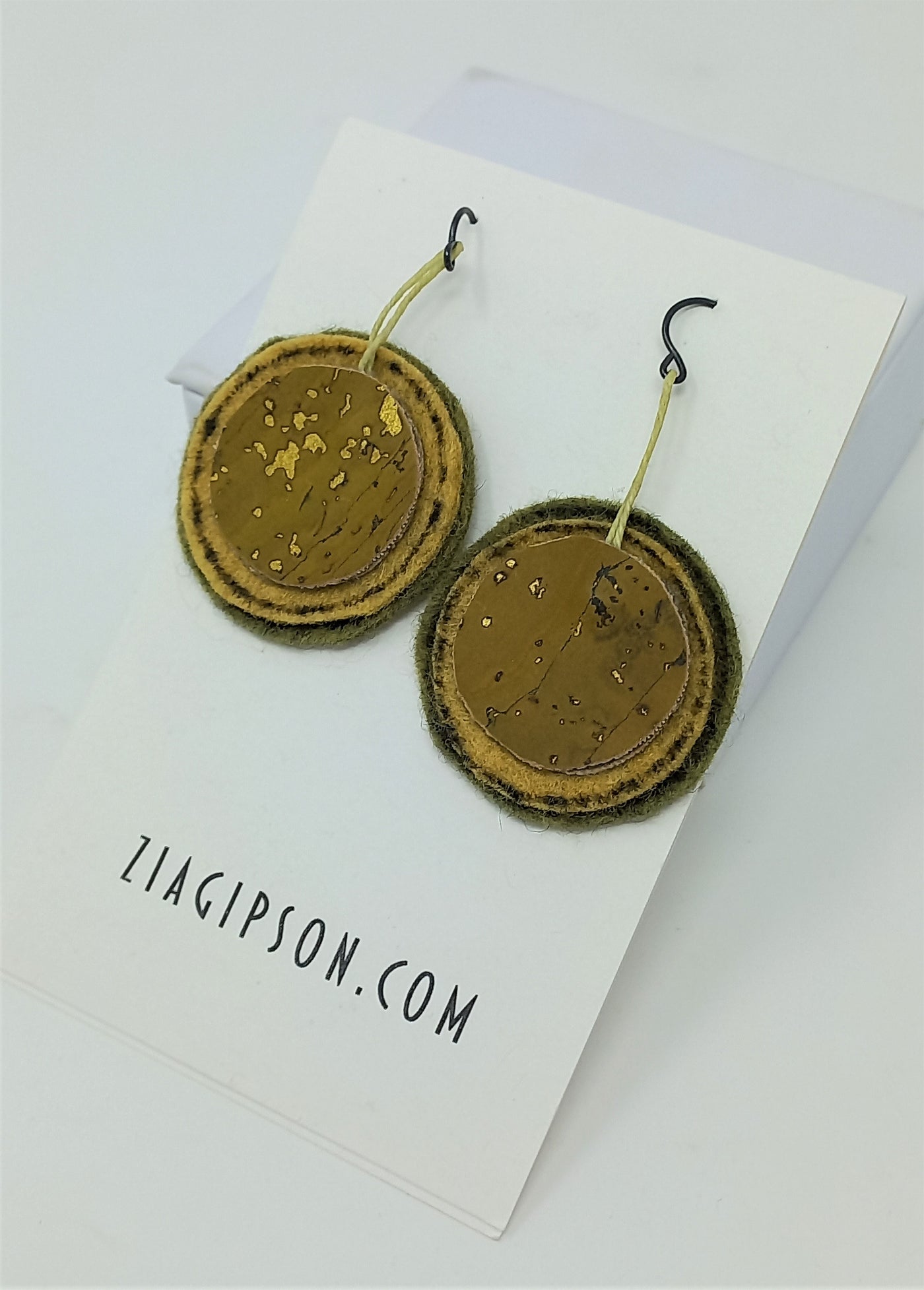 Yellow green circle stack Earrings by Zia Gipson