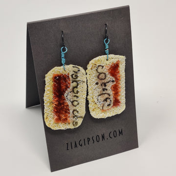Orange and Cream Stitched Felt Earrings by Zia Gipson